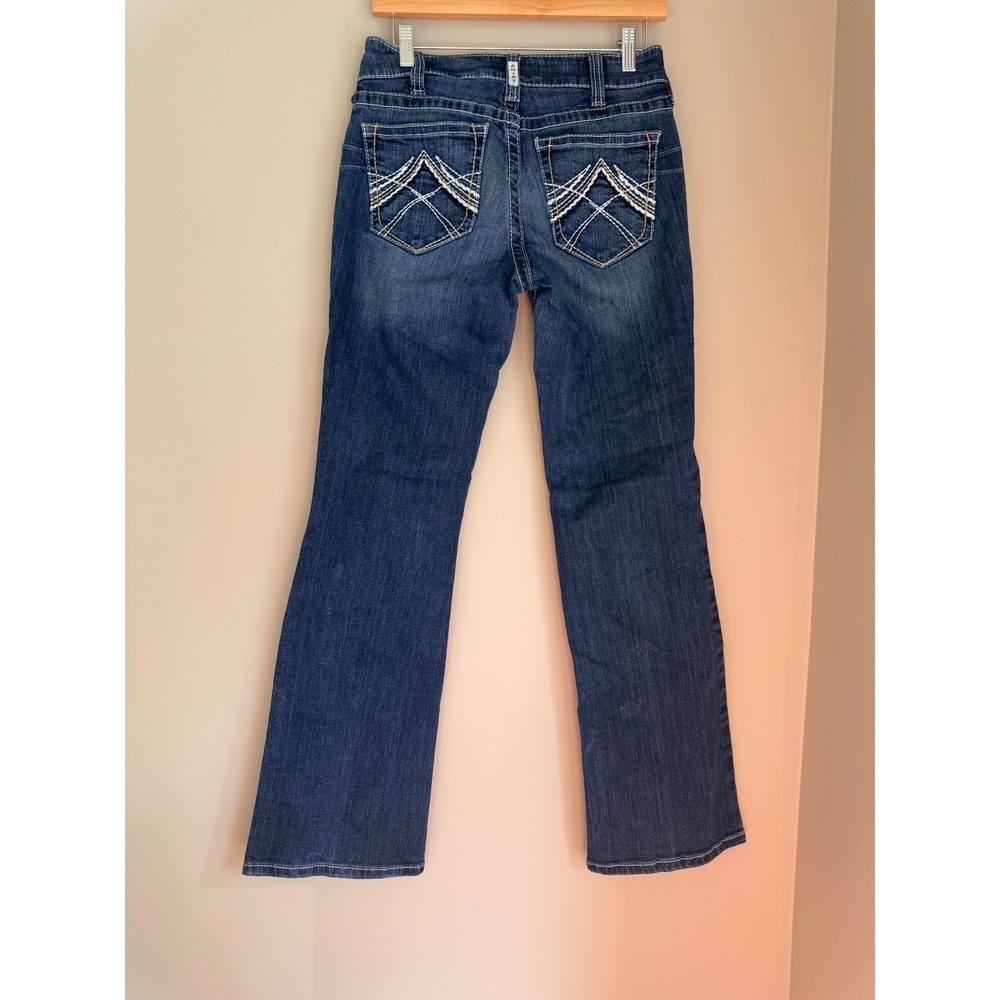 Ariat REAL Mid Rise Bootcut Jeans Womens 28R Dark Wash Western Riding Denim